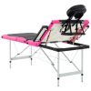 4-Zone Foldable Massage Table – Aluminum Frame (Black & Pink)