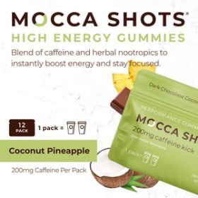 Mocca Shots Energy Gummies with Caffeine,12-Pack - Coconut Pineapple