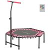 Soozier 45" Rebounder Trampoline for Adults, Quiet Bungee Rebounder with LED Lights and Adjustable Handle, Pink