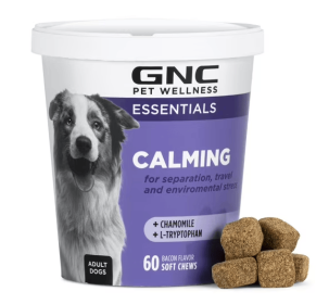 GNC Pet Wellness Essentials Dog Calming & Relaxation for Stress Support Bacon Flavor Chews 60 Ct