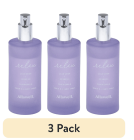 (3 pack) Allswell Relax (Lavender + Jasmine + Chamomile) Scented Room & Linen Spray 3.4 Fl oz (100mL)
