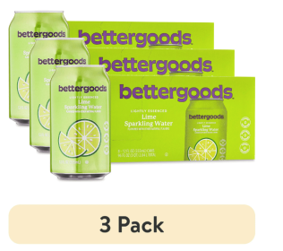 (3 pack) bettergoods Lime Flavored Sparkling Water, 12 fl oz, 8 Cans