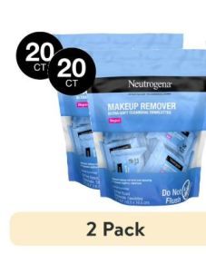 (2 pack) Neutrogena Cleansing Makeup Remover Wipes, Individually Wrapped, 20 Ct