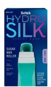 Schick Hydro Silk Sugar Wax Hair Removal Roller With 10 Reusable Strips & 2 Serum Sachets, Womens Waxing Kit, For Sensitive Skin, Rinsible With Water,