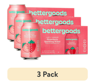 (3 pack) bettergoods Strawberry Flavored Sparkling Water, 12 fl oz, 8 Cans