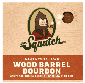 Dr. Squatch Wood Barrel Bourbon Natural Bar Soap for Men Medium Grit Body Soap Gifts for Men, 5 Oz