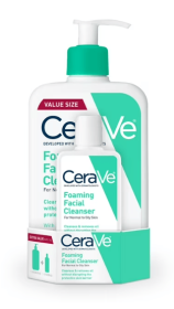 CeraVe Foaming Facial Cleanser, Daily Face Wash for Normal to Oily Skin, 3 fl oz & 16 fl oz