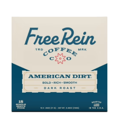 Free Rein Coffee Company, American Dirt Dark Roast Coffee K-Cup Pods - Bold and Smooth Coffee, Roasted in America, 18 count