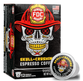 Fire Department Coffee Skull-Crushing Espresso Dark Roast Premium K-Cup Coffee Pods (12 Pack)
