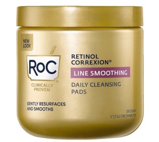 RoC Resurfacing Disks, Hypoallergenic Exfoliating Makeup Remover Pads Oil-Free Daily Cleanser, 28 Ct