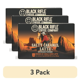(3 pack) Black Rifle Coffee Company Salty Caramel Latte Keurig K-Cup Pods, Medium Roast, 12 Ct