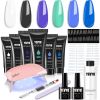 6 PCS Polygel Nail Kit With UV Nail Lamp, Slip Solution, Top Base Coat, Builder Nails Art Tools for Beginners