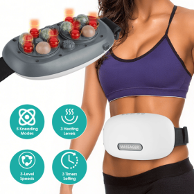 Stone Abdominal Massager - Dual Rotating Heads with 6 Red Lights, 5 Modes, 3 Speeds, 3 Heat Settings