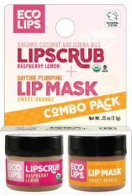 Eco Lips Organic Raspberry Lemon Lip Scrub & Plumping Daytime Lip Mask Combo 2 Pack 0.25each