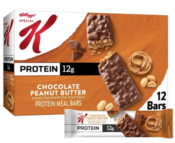 Special K Bar Chocolate Peanut Butter Chewy Protein Meal Bars, 12g Protein Snacks, 19 oz, 12 Count