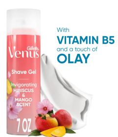 Venus Invigorating Women's Shaving Gel, Mango & Hibiscus Scent, 7 oz