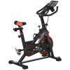 Exercise Bike, Flywheel Indoor Stationary Bike, Adjustable Height & Resistance, with LCD Monitor, Pedal Cage and Shelf Tray, 264 lbs Weight Capacity,