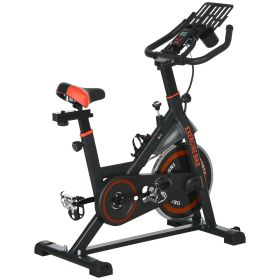 Exercise Bike, Flywheel Indoor Stationary Bike, Adjustable Height & Resistance, with LCD Monitor, Pedal Cage and Shelf Tray, 264 lbs Weight Capacity,