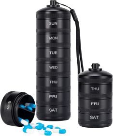 Premium Weekly Metal Pill Organizer 7 Day 2 Times a Day – Waterproof AM PM Pill Organizer Travel Case