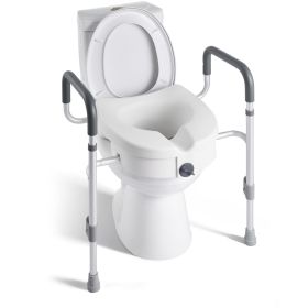 VEVOR Raised Toilet Seat with Arms, 350 lbs Capacity, 5-Inch Lift Height & Adjustable Width
