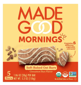 MadeGood Mornings Cinnamon Bun Soft Baked Oat Bars