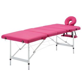 4-Zone Foldable Massage Table – Aluminum Frame (Pink)