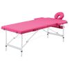2-Zone Foldable Massage Table – Aluminum Frame (Pink)