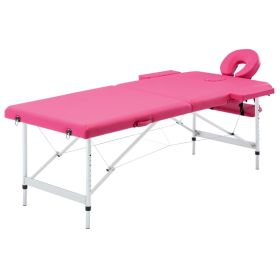 2-Zone Foldable Massage Table – Aluminum Frame (Pink)