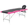 4-Zone Foldable Massage Table – Aluminum Frame (Black & Pink)