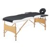 2-Zone Foldable Massage Table – Wood Frame (Black & White)