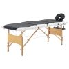 4-Zone Foldable Massage Table – Wood Frame (Black & White)