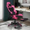 PU Leather Gaming Chair with USB Massage & Footrest