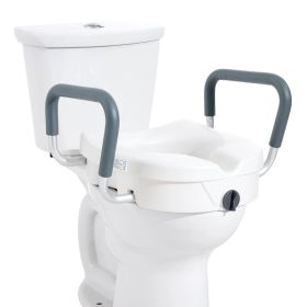 VEVOR Raised Toilet Seat, 5" Height Raised, 350 lbs Weight Capacity, for Round and Elongated Toilet, Twist Lock Installation,19.1" - 21.7" Adjustable