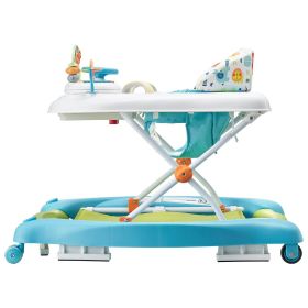 VEVOR 4-in-1 Baby Walker, Foldable Baby Activity Center on Wheels, 3 Adjustable Height, Music & Toys Tray, Learning-Seated | Walk-Behind | Rocker | Bo