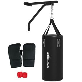 Soozier Unfilled Punching Bag for Adults, Heavy Bag Wall Mount Set with Bracket, Boxing Gloves, Hand Wraps and 360° Swivel Hook for Muay Thai and MMA