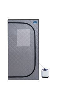 Portable Grey Mini Plus style Steam Sauna tent–Personal Home Spa, with Steam Generator, Remote Control, Foldable Chair, PVC pipes. Easy to Install,fas