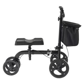 VEVOR Folding Knee Scooter, Carbon Steel Steerable Knee Walker with Height-Adjustable Handlebar & Knee Pad, All-Terrain Solid Wheels, Dual Brakes, Leg