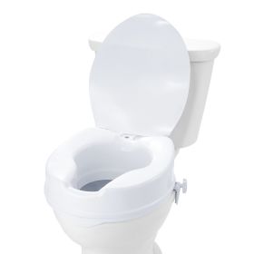 VEVOR Raised Toilet Seat, 4" Height Raised, 300 lbs Weight Capacity, Universal Toilet Seat Riser, Screw Rod Locking, with Toilet Seat, for Elderly, Ha