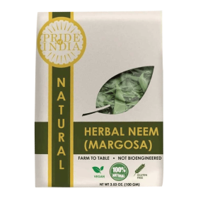 Pride of India |Natural Neem/Margosa Herb Whole Leaf 3.53 oz (100 gm) | Add to Tea, Dip, Juice & Smoothies | Vegan, No Caffeine, No Gluten, Non-Bioeng