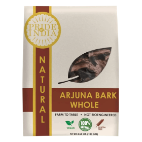 Pride Of India | Natural Arjuna Bark Whole 3.53 oz (100 gram) | Mix with warm water, milk | Prepare Tea, Smoothies, Juices | Vegan, Non-Bioengineered