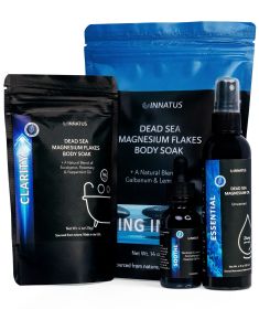 Luxury Dead Sea Spa Gift Set – Magnesium Flakes, Bath Salt, Magnesium Oil & Geranium-Lavender Essential Oil – Relaxation & Wellness Kit for Stress Rel
