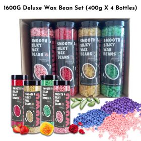 WUWUVISTA 1600g Wax Bean Set(400gX4), Hair Removal Hard Wax Beads for Wax Heater Painless for All Hair Types/Body/Face/Leg