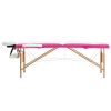 2-Zone Foldable Massage Table – Wood Frame (White & Pink)