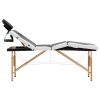4-Zone Foldable Massage Table – Wood Frame (Black & White)