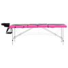 4-Zone Foldable Massage Table – Aluminum Frame (Black & Pink)