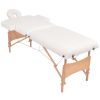2-Zone Folding Massage Table & Stool Set – 3.9" Thick (White)