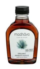 Madhava Agave Nectar Raw Amber Honey, Gluten Free, Shelf-Stable, 17oz Bottle