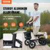 VEVOR Folding Knee Scooter, Aluminum Steerable Knee Walker with Height-Adjustable Handlebar & Knee Pad, 12" All-Terrain Wheels, Dual Brakes, Leg Recov