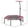 Soozier 45" Rebounder Trampoline for Adults, Quiet Bungee Rebounder with LED Lights and Adjustable Handle, Pink