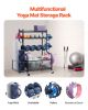 Yoga Mat Storage Rack, Powder Coated Finish Steel Yoga Mat Holder, Home Gym Workout Equipment Organizer with Hooks & Wheels